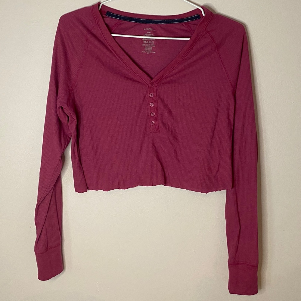 Pink distressed cut crop top
